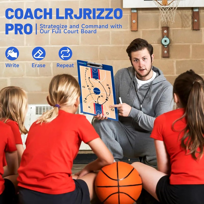 lrjrizzo Basketball Dry Erase Coaches Clipboard, Basketball Clipboard for Coaches Double-Sided Basketball White Board for Coaches Writable and Erasable Basketball Dry Erase Board for Coaches Gift - Image 2